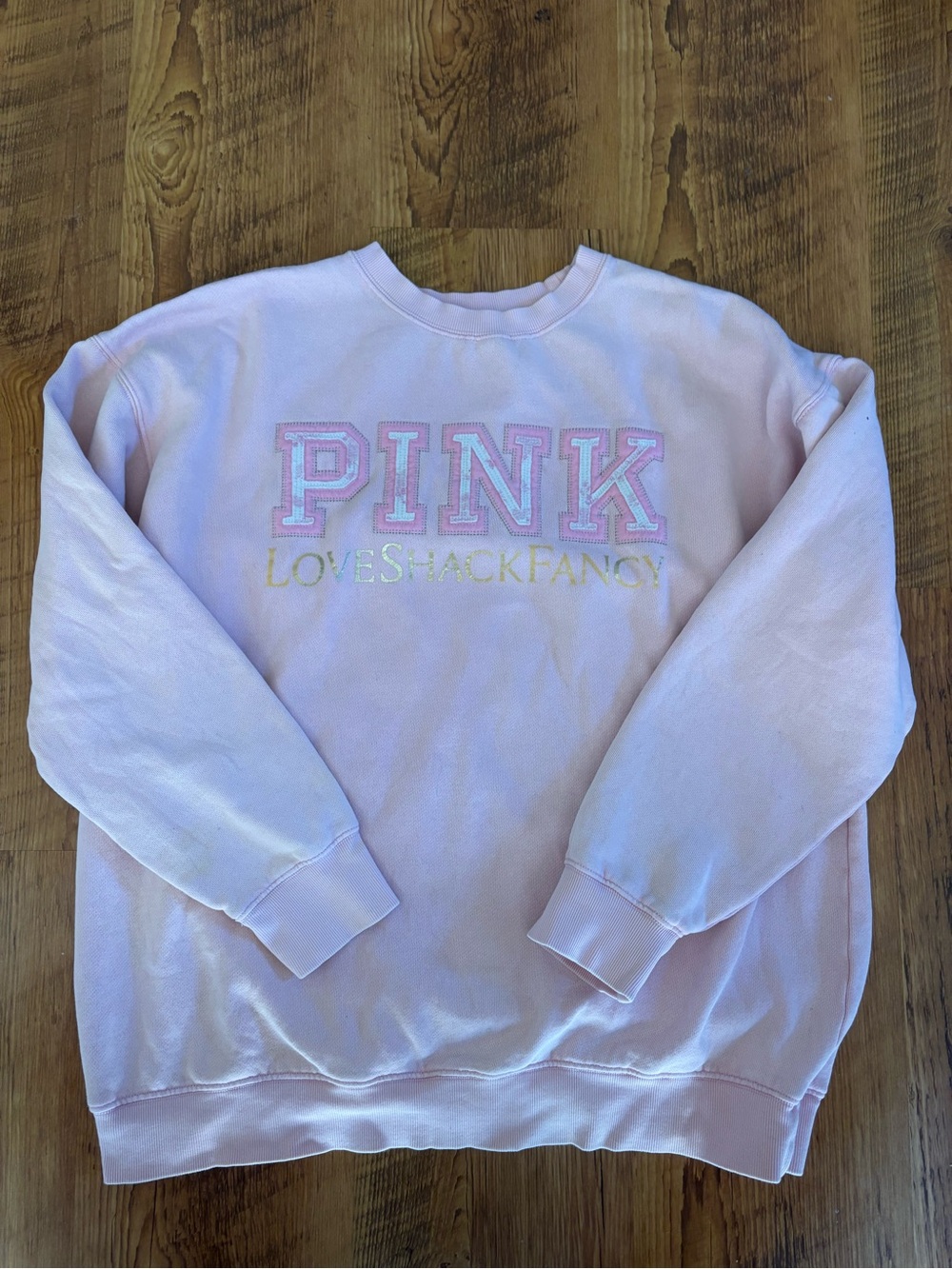 Pink x Loveshackfancy collab crew logo sweatshirt pink *flaws*